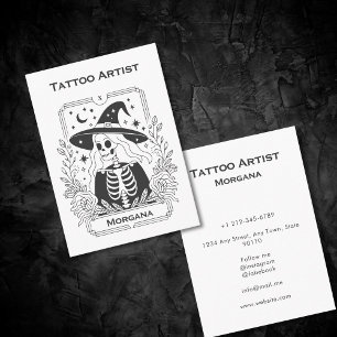 Gothic Tarot Skeleton Mystical Celestial Floral Business Card