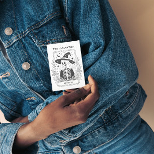 Gothic Tattoo Black And White Witch Tarot Design Business Card