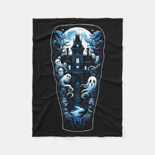 Gothic tattoo haunted mansion ghost tattoo lover fleece blanket