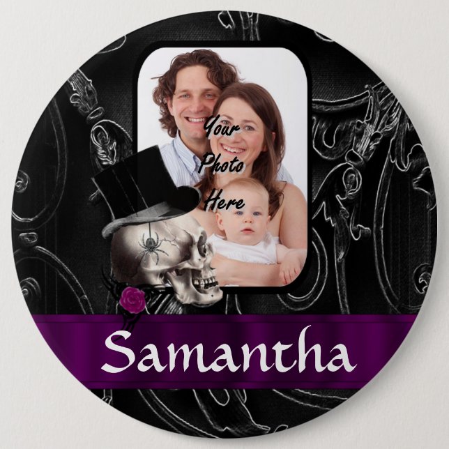 Gothic tattoo skull 6 cm round badge (Front)