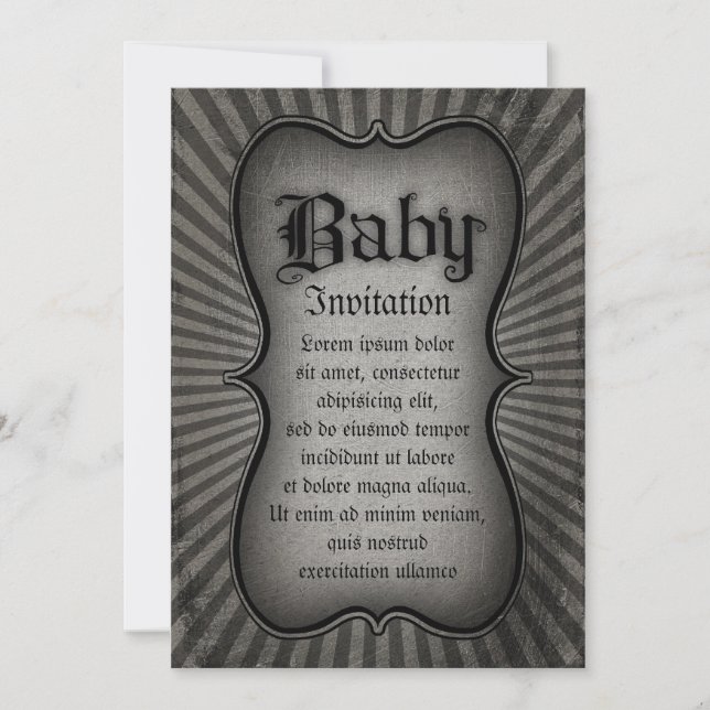Gothic Text Baby Invitation (Front)