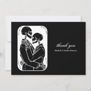 Gothic Thank You Skeletons Wedding Black and White