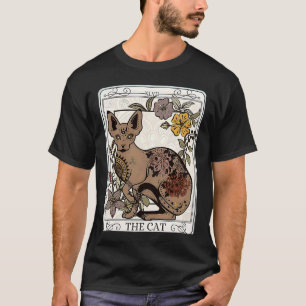 Gothic The Cat Tarot Card Mystic Celestial Sphynx T-Shirt