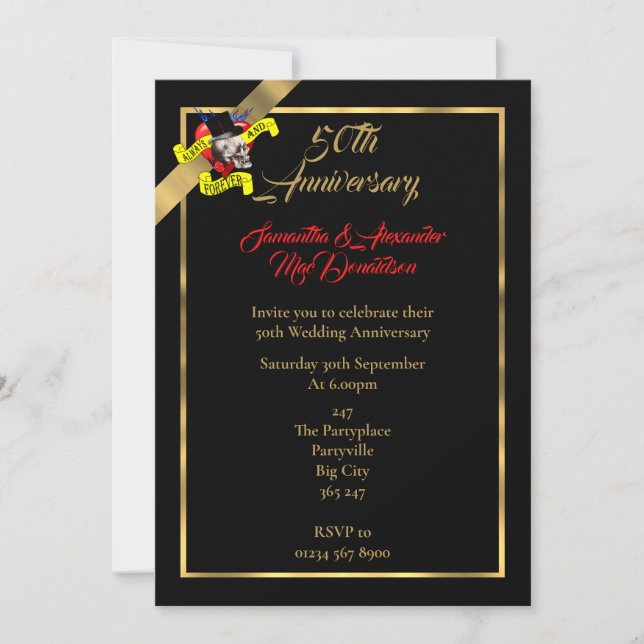 Gothic themed 50th wedding anniversary invitation (Front)