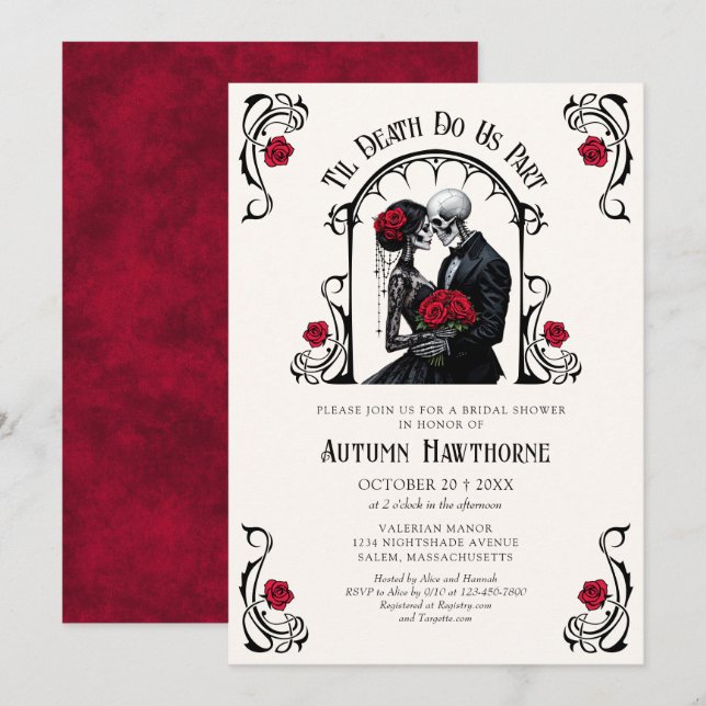 Gothic Til Death Bridal Shower Invitation (Front/Back)