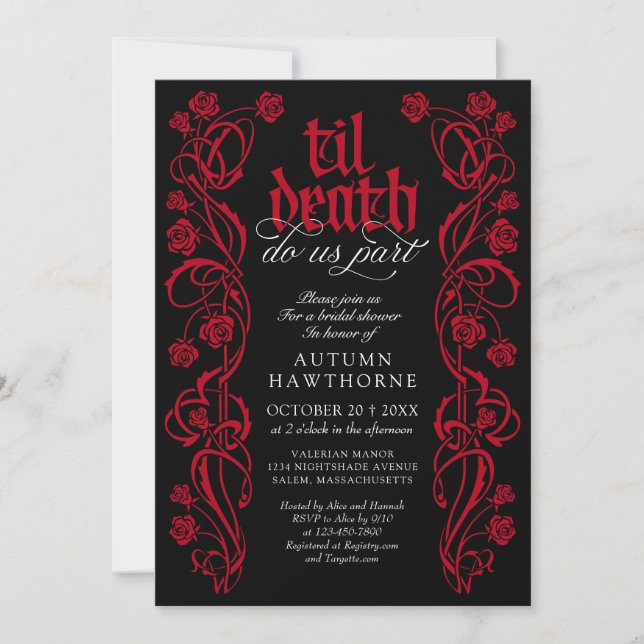 Gothic Til Death Bridal Shower Invitation (Front)