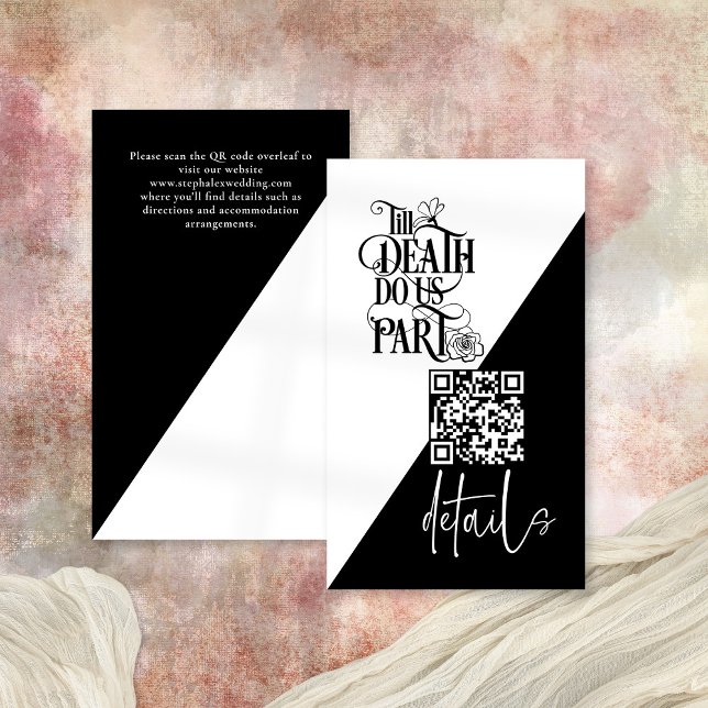 Gothic Til Death Do Us Part QR Wedding Details Enclosure Card (Front and back)