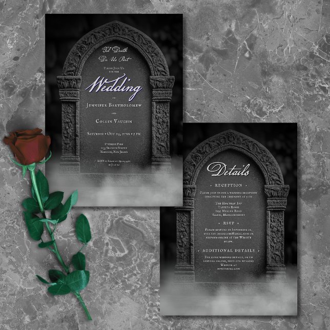 Gothic Til Death Do Us Part Tombstone Wedding Invitation (Gothic Til Death Do Us Part Tombstone Wedding Invitation)