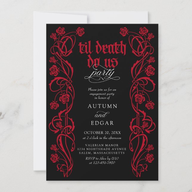 Gothic Til Death Engagement Party Invitation (Front)