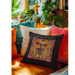 Gothic Til Death Skeleton Romance Wedding Decor Cushion