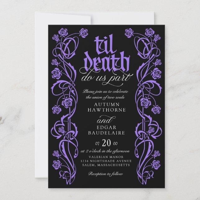 Gothic Til Death Wedding Invitation (Front)