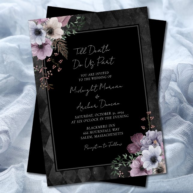 Gothic Till Death Do Us Part Floral Wedding Invitation (Creator Uploaded)