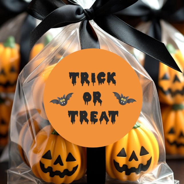 Gothic Trick or Treat Cute Bats Classic Round Sticker (Creator Uploaded)