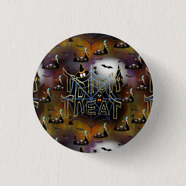 Gothic trick-or-treat spiderweb repeat 3 cm round badge (Front)
