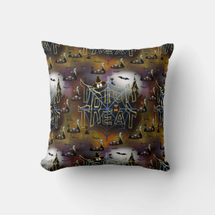 Gothic trick-or-treat spiderweb repeat cushion