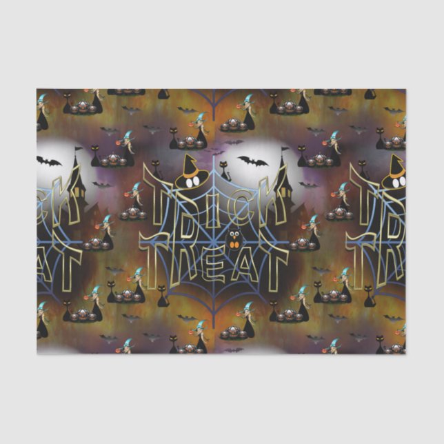 Gothic trick-or-treat spiderweb repeat tissue paper (Front)