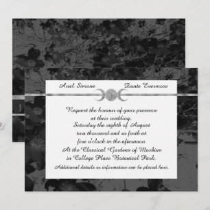 Gothic Triple Moon Floral Wedding Handfasting Ste Invitation