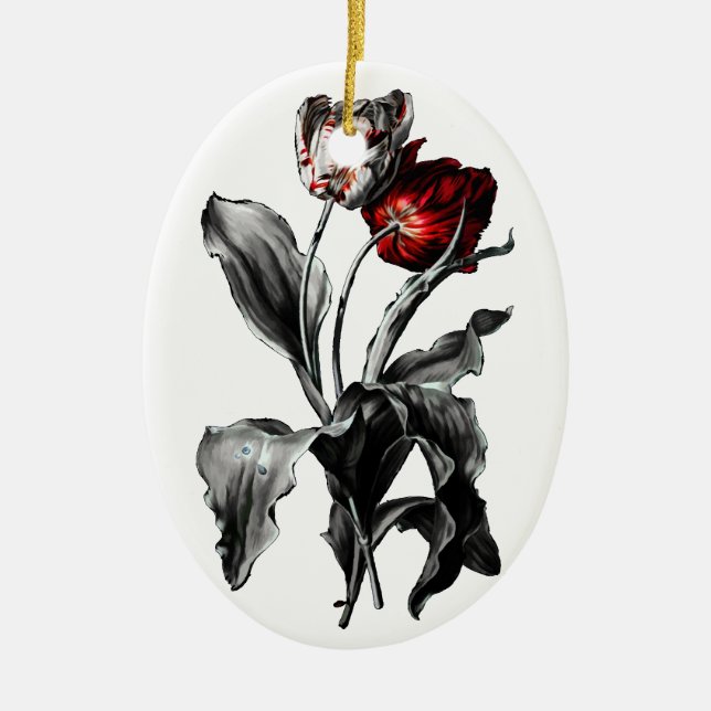 Gothic Tulips Ceramic Tree Decoration (Front)