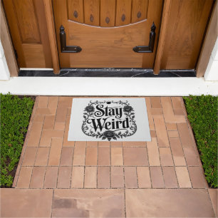 Gothic Typography Graphic "Stay Weird" Doormat