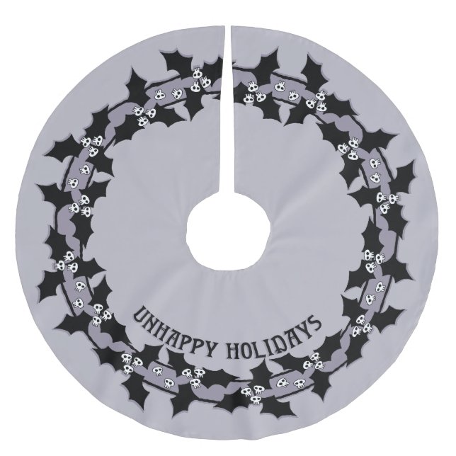 Gothic Unhappy Holidays Wreath Brushed Polyester Tree Skirt (Front)