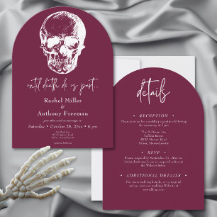 Gothic Until Death Skull Arch Wedding Two Sided Invitation
