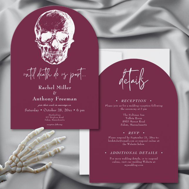 Gothic Until Death Skull Arch Wedding Two Sided Invitation (Gothic Until Death Skull Arch Wedding Two Sided Invitation)