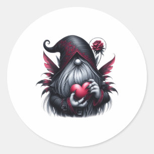 Gothic Valentine Gnome Classic Round Sticker