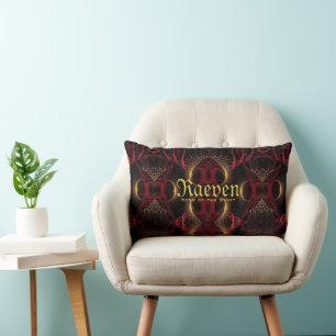 Gothic Valentine Gold Hearts Dark Romance Lumbar Cushion