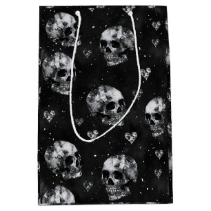 Gothic Valentine Skulls with Hearts  Medium Gift Bag