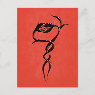 Gothic Valentine Snake Plants In Love Postcard