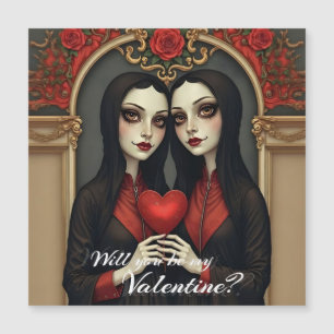 Gothic Valentine Twins with Red Heart