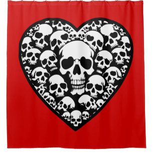 gothic valentines black heart skull  shower curtain
