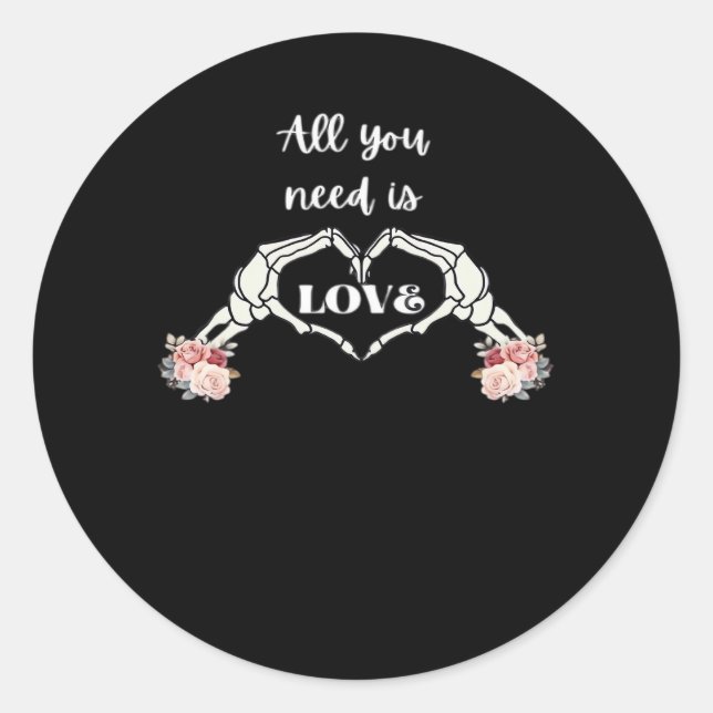 Gothic Valentines Classic - Skeleton Hands Heart  Classic Round Sticker (Front)