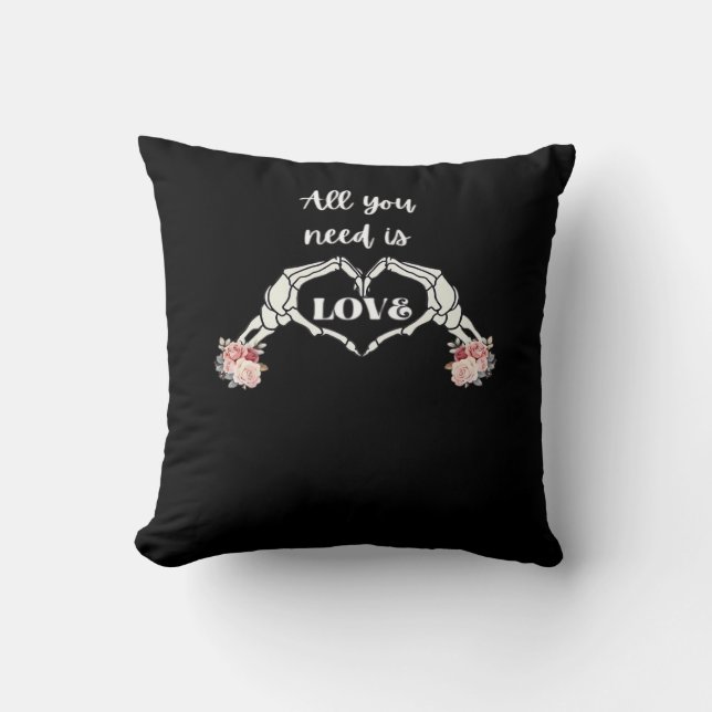 Gothic Valentines Classic - Skeleton Hands Heart  Cushion (Front)