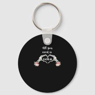 Gothic Valentines Classic - Skeleton Hands Heart Key Ring