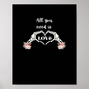 Gothic Valentines Classic - Skeleton Hands Heart  Poster