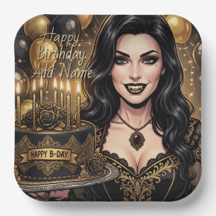 Gothic Vampire Birthday Elegant Dark Fantasy Paper Plate