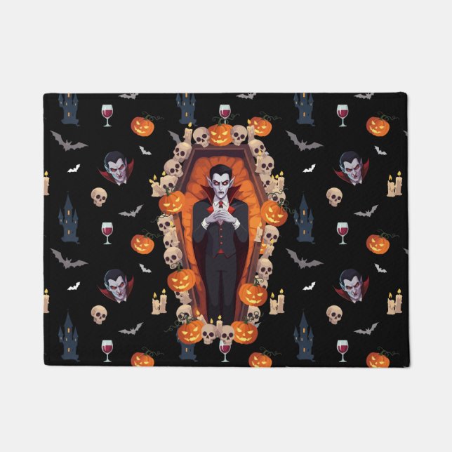 🦇 Gothic Vampire Black Doormat 🖤🎃 (Front)