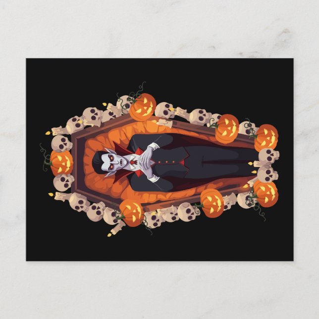 🦇 Gothic Vampire Black Postcard 🖤🎃 (Front)