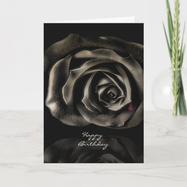Gothic Vampire Black rose happy birthday Card (Front)
