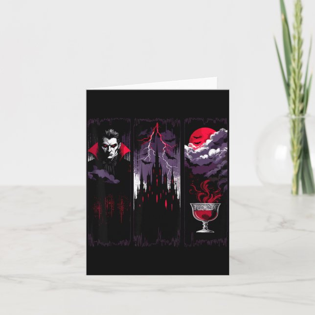 Gothic Vampire Castle Horror Halloween Night Card (Front)
