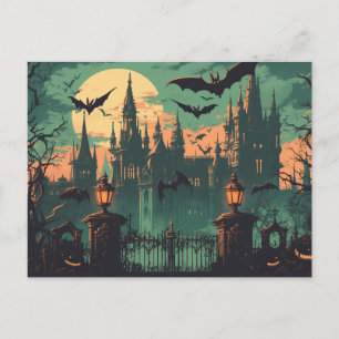 Gothic Vampire Castle under the Full Moon Holiday Postcard