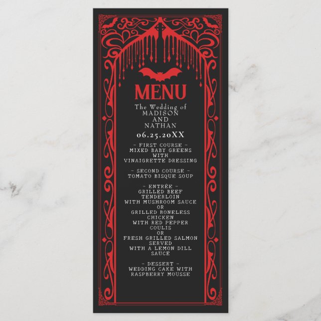 Gothic Vampire Cathedral Wedding Menu (Front)