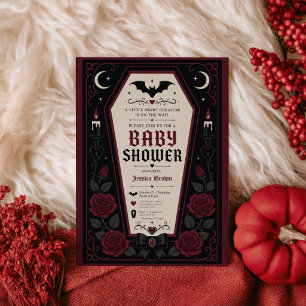 Gothic Vampire Coffin Dark Halloween Baby Shower  Invitation