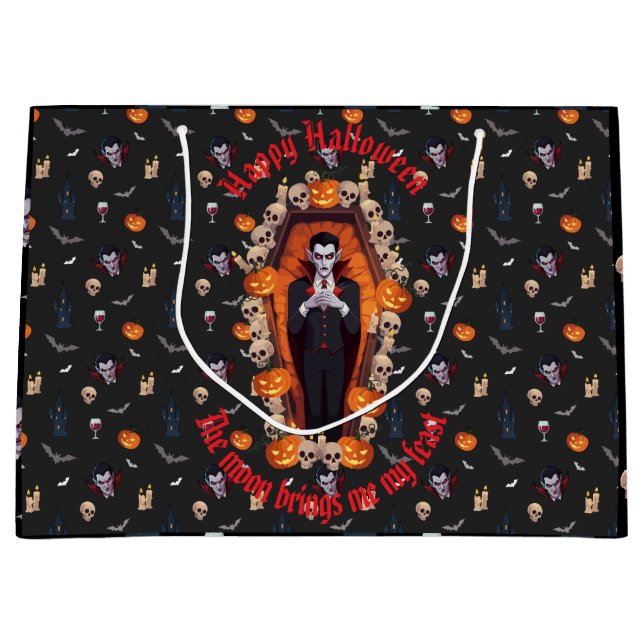 🧛‍♂️ Gothic Vampire Halloween Black Gift Bag 🎃🖤 (Front)