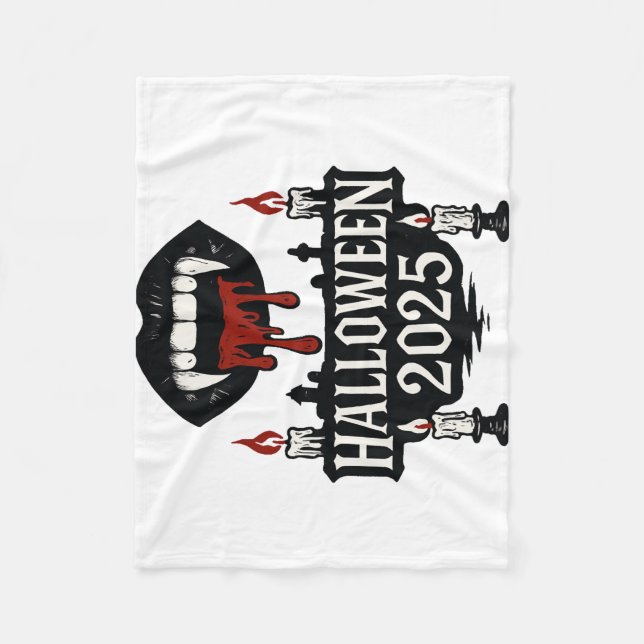 Gothic Vampire Halloween Fleece Blanket (Front)