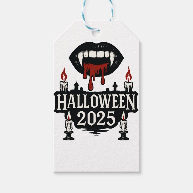 Gothic Vampire Halloween Gift Tags (Front)
