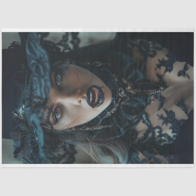 Gothic Vampire Lady Nocturne Decoupage  Tissue Paper (Front)