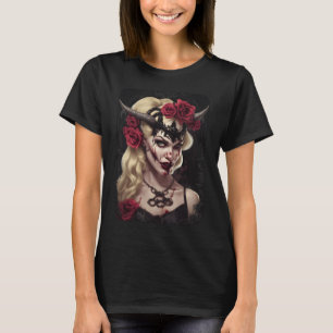 Gothic Vampire Queen T-Shirt   Dark Fantasy Horned