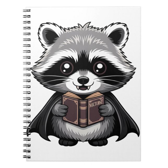Gothic Vampire Racoon Bookish Notebook (Front)
